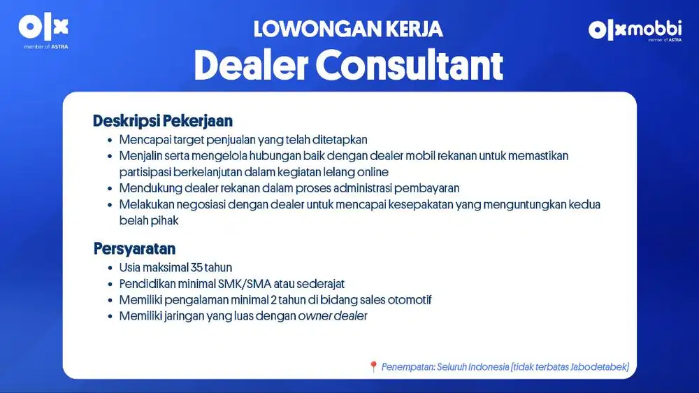 Dealer Consultant - Yogyakarta
