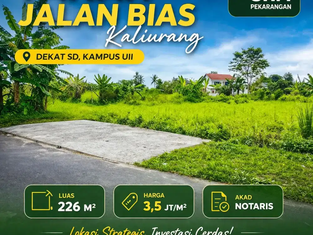 Tanah Jogja 2 MENIT SD BIAS KALIURANG SHMP