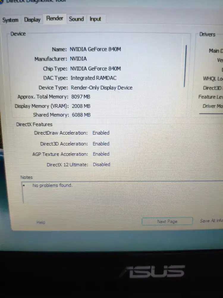 Asus A455L nvidia 840M