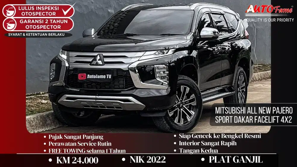 Mitsubishi All New Pajero Sport Dakar Facelift 4x2 AT NIK 2022 Black O