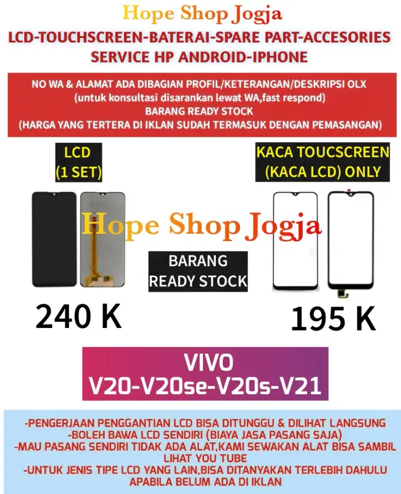 Touchscreen-Baterai-LCD VIVO
V20-V20se-V20s-V21