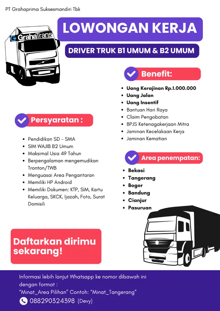 DRIVER TRUK B1 UMUM DAN B2 UMUM