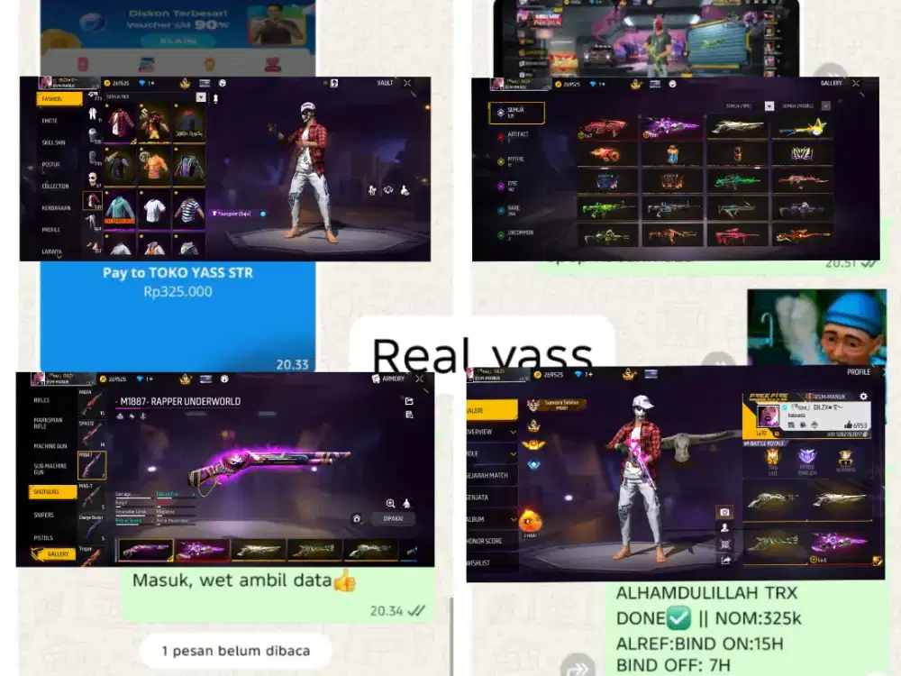 Ready stock akun free fire speck ganteng stock punya sendiri siap loby