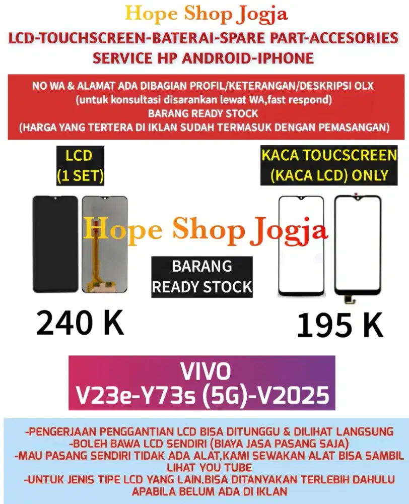 Touchscreen-Baterai-LCD VIVO V23e-Y73s (5G)-V2025