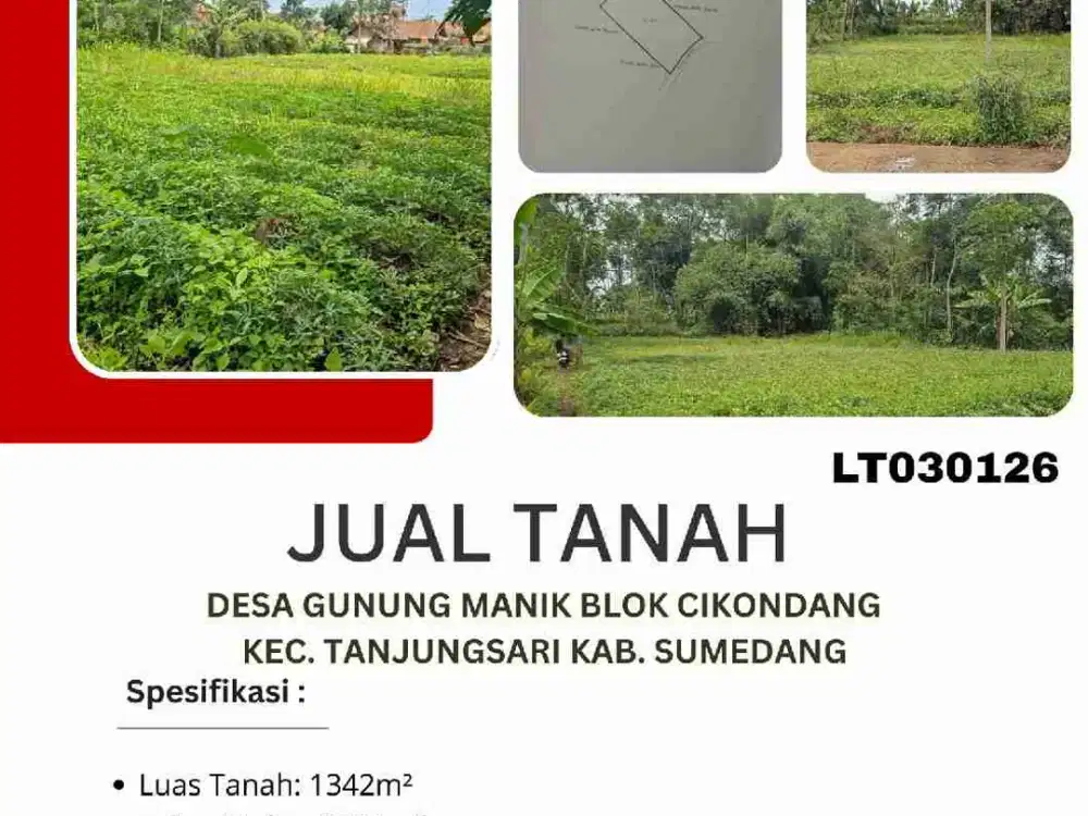 Dijual Tanah harga BU di Tanjungsari Sumedang gunung manik blok Cikondang