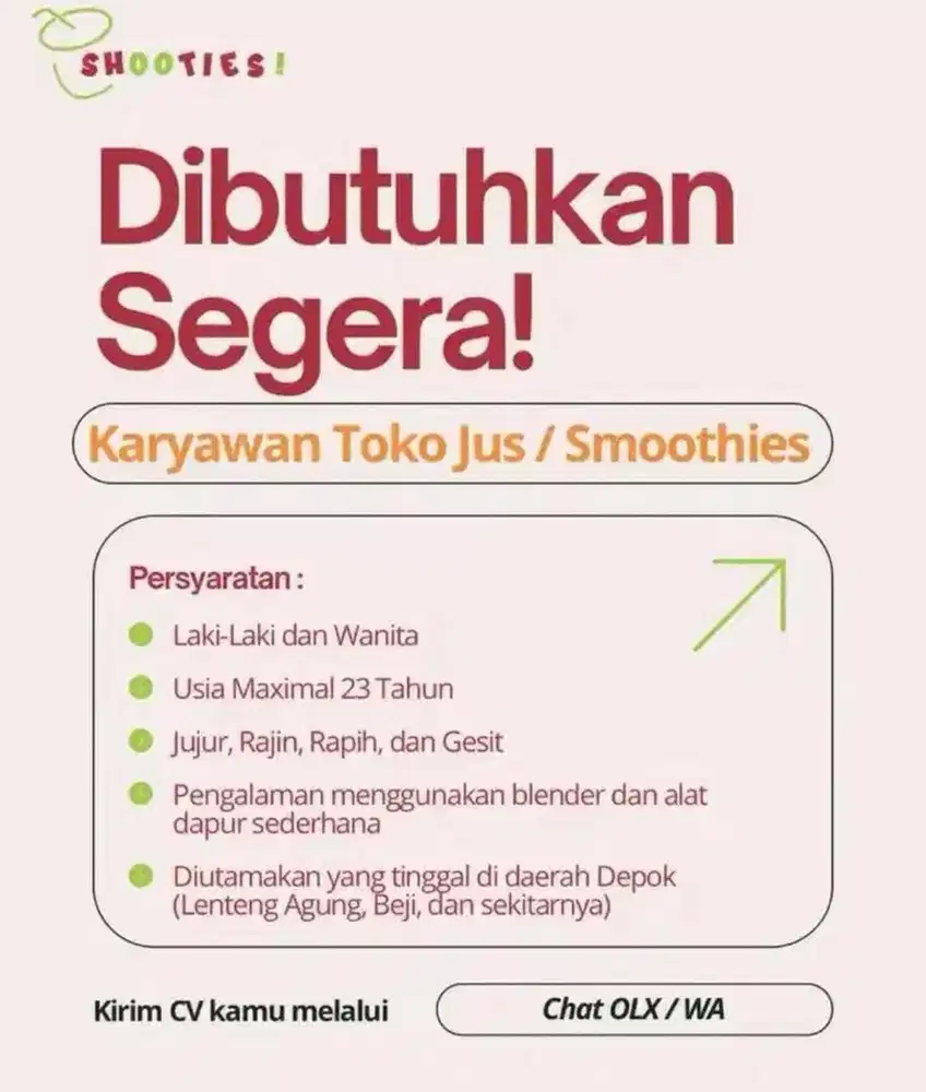 DIBUTUHKAN SEGERA, pegawai toko kopi