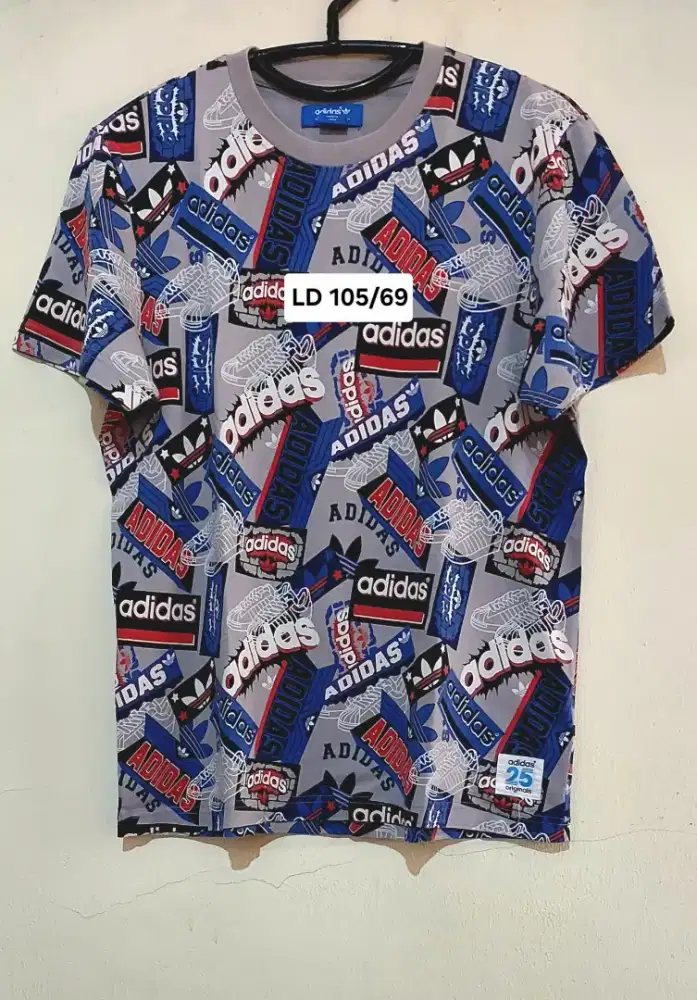 Kaos pria ADIDAS anniversary 25 th, LD 105 panjang 69