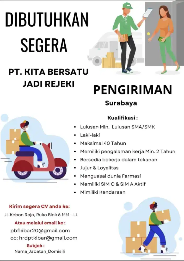 DICARI SEGERA PENGIRIMAN