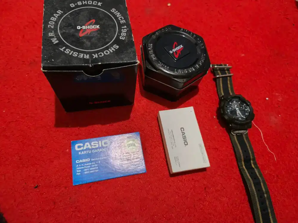 G-SHOCK GA-100MC FULL ORIGINAL TALI BENANG HIJAU