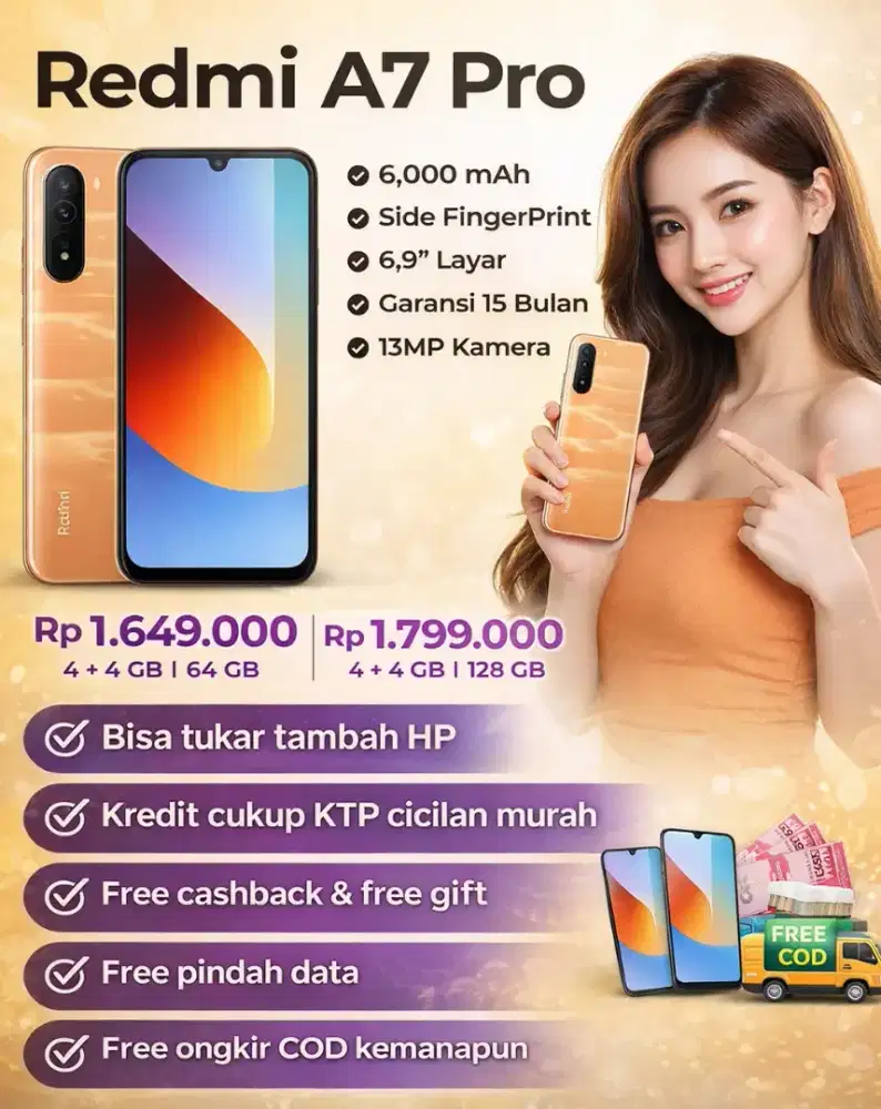 Promo Redmi A7 Pro - ORI New Segel garansi 15 bulan - Cashback 50k