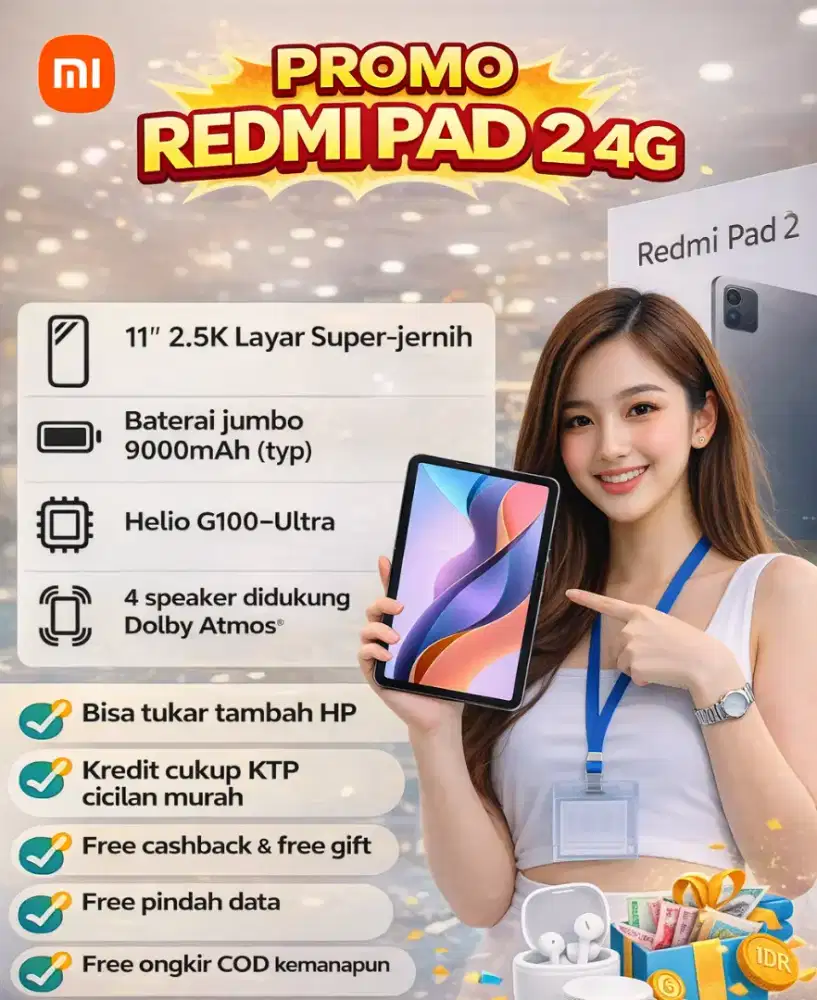 Promo Redmi PAD 2 & 2 4G - ORI New garansi 15 bulan - Cashback 100k