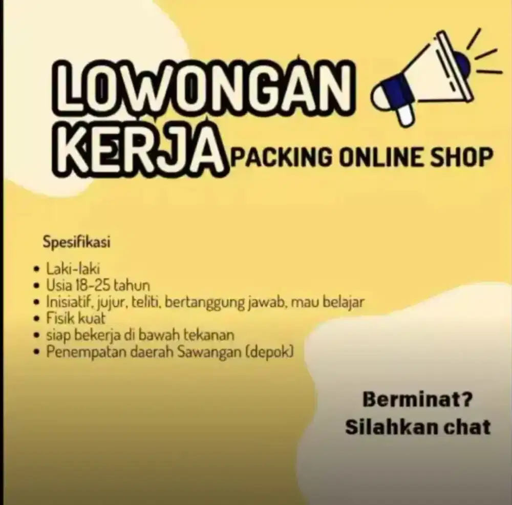 Packing dan Admin (General / HostLive / Akuntan) OnlineShop