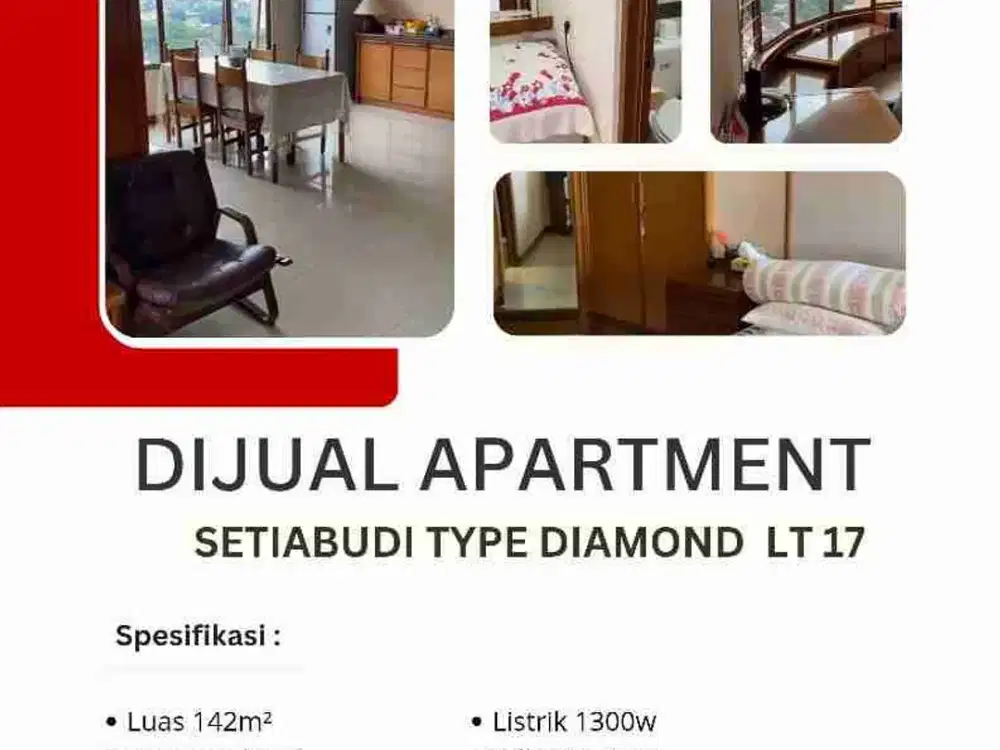 Dijual cepat apartemen Setiabudi type Diamond lantai 17