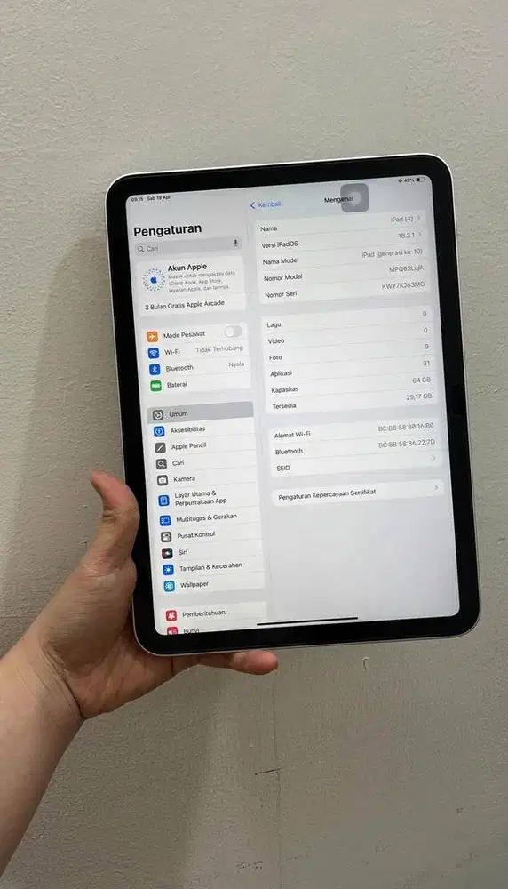 IPAD GEN 10 64 gb INTER (free case&pen)