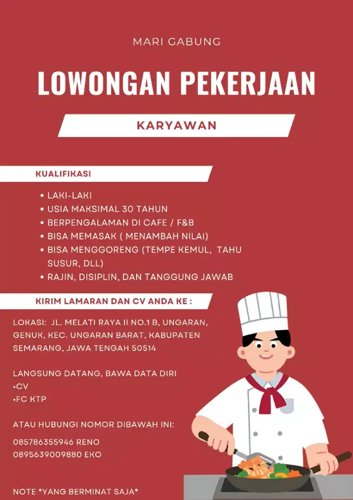 Lowongan kerja cafe