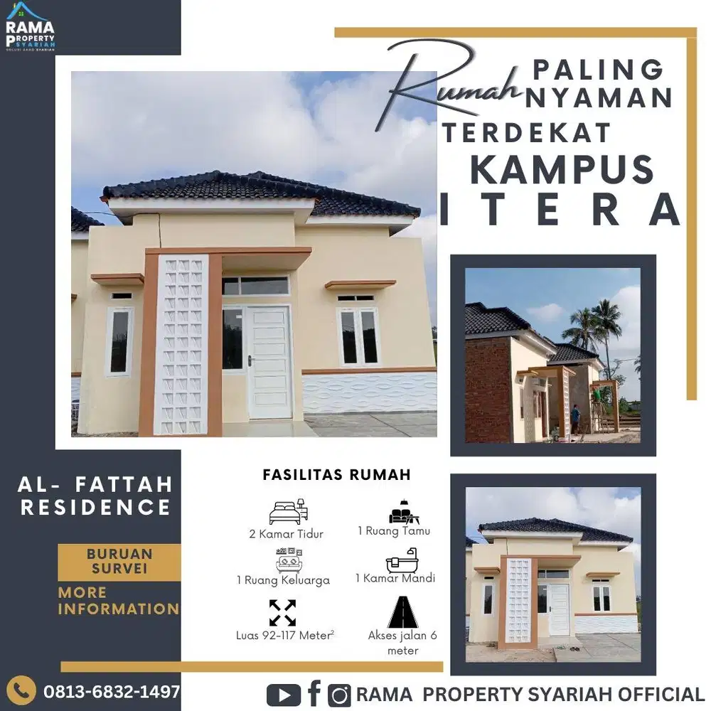 DEPAN INDOMARET KAMPUS ITERA KORPRI! RUMAH DIJUAL DP MURAH