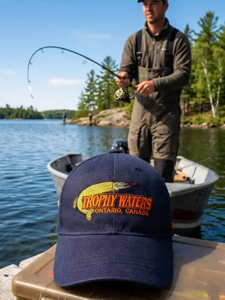 Topi Vintage Mancing Ikan Trophy Waters Original Second Warna Navy