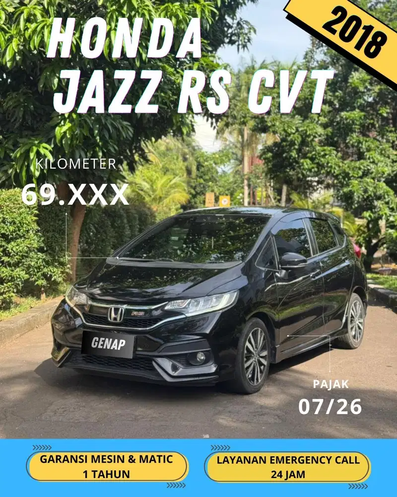HONDA JAZZ RS 2018 CVT MATIC / GENAP