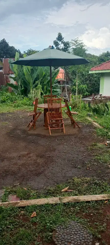 Meja cafe plus tenda paying lengkap jati kokoh