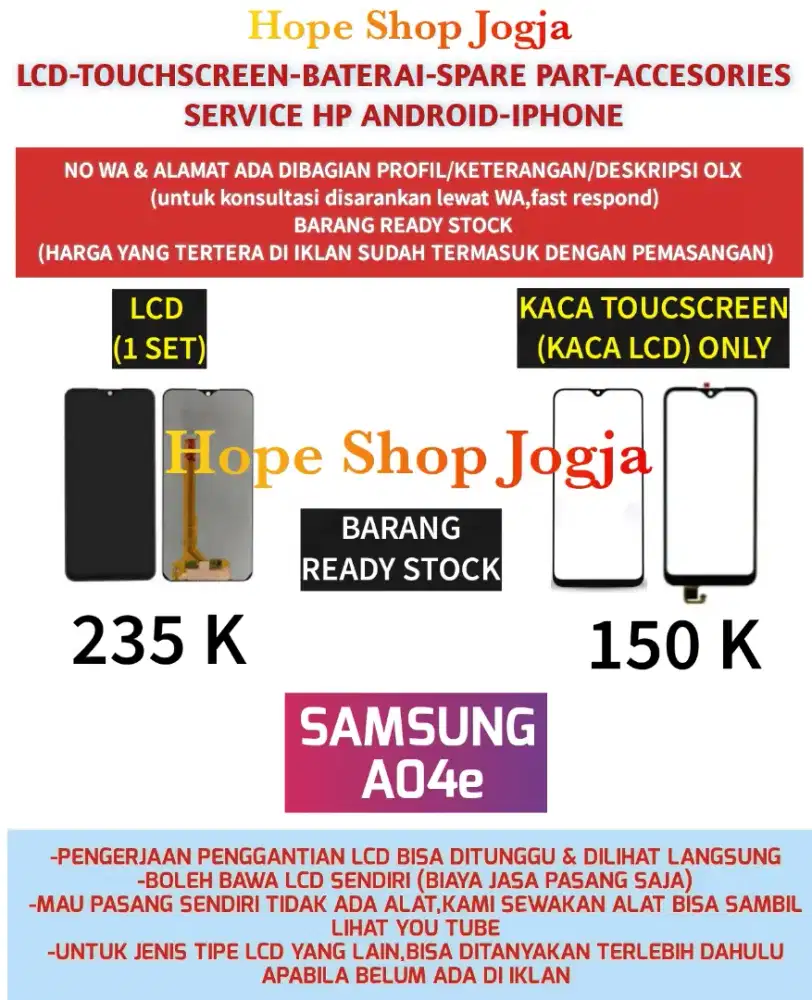 Service HP/Ganti Touchscreen-Baterai-LCD Samsung A04e