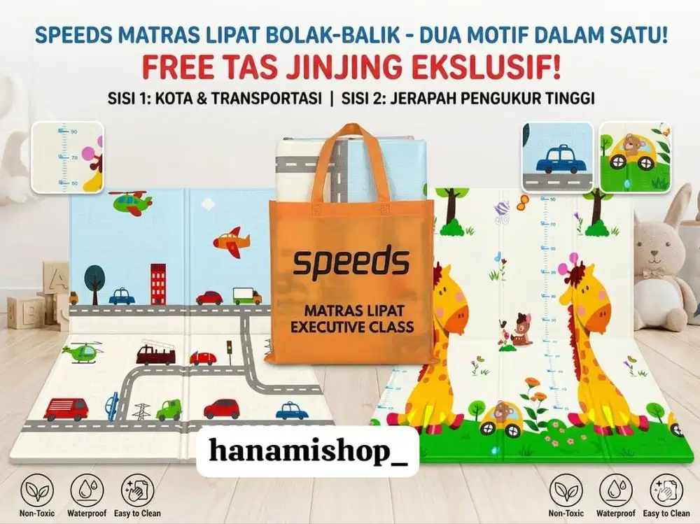 Playmate lipat anak/ karpet lantai bayi ukuran 180*200 + tas jinjing