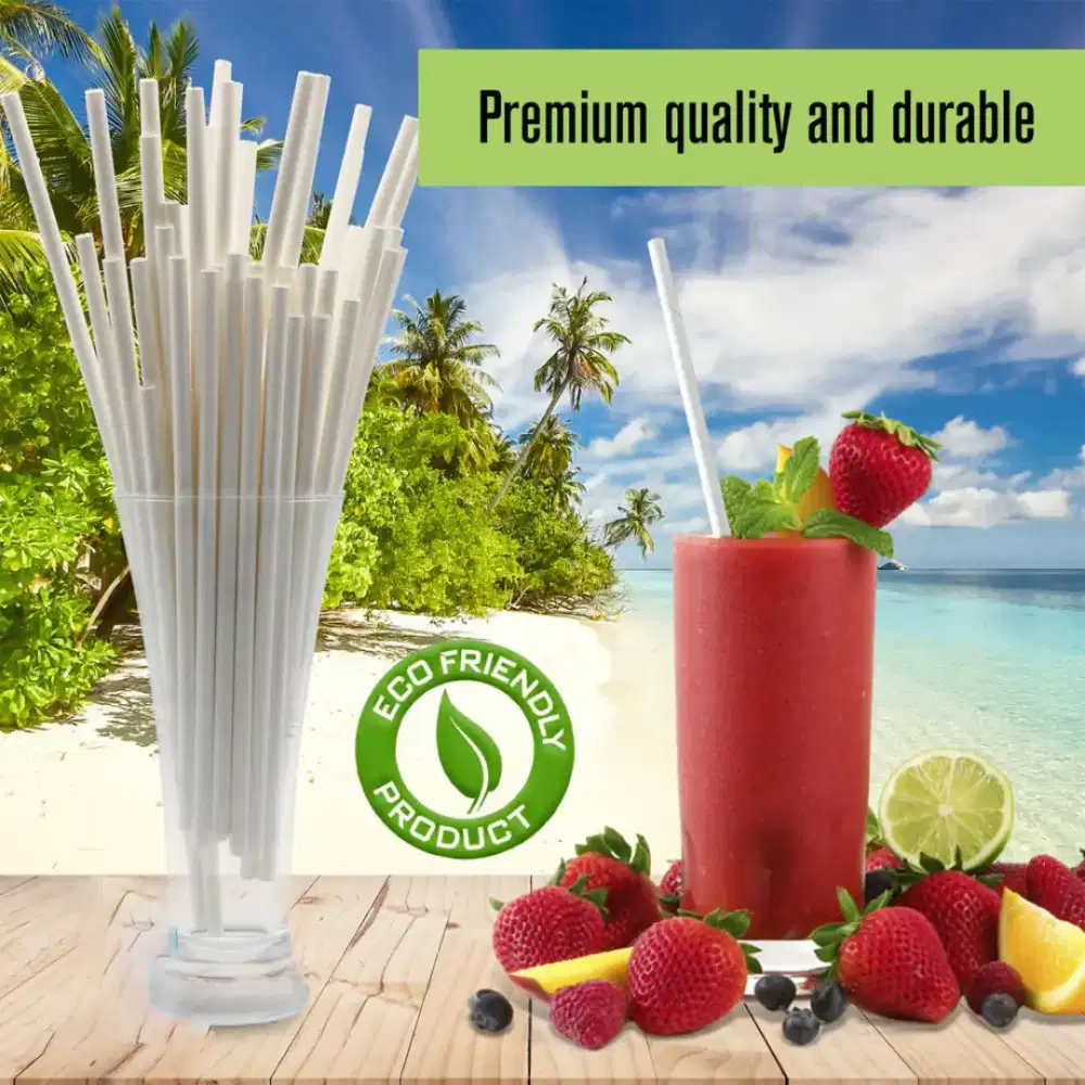 Sedotan Pipet Eco Paper Straw White 100pcs