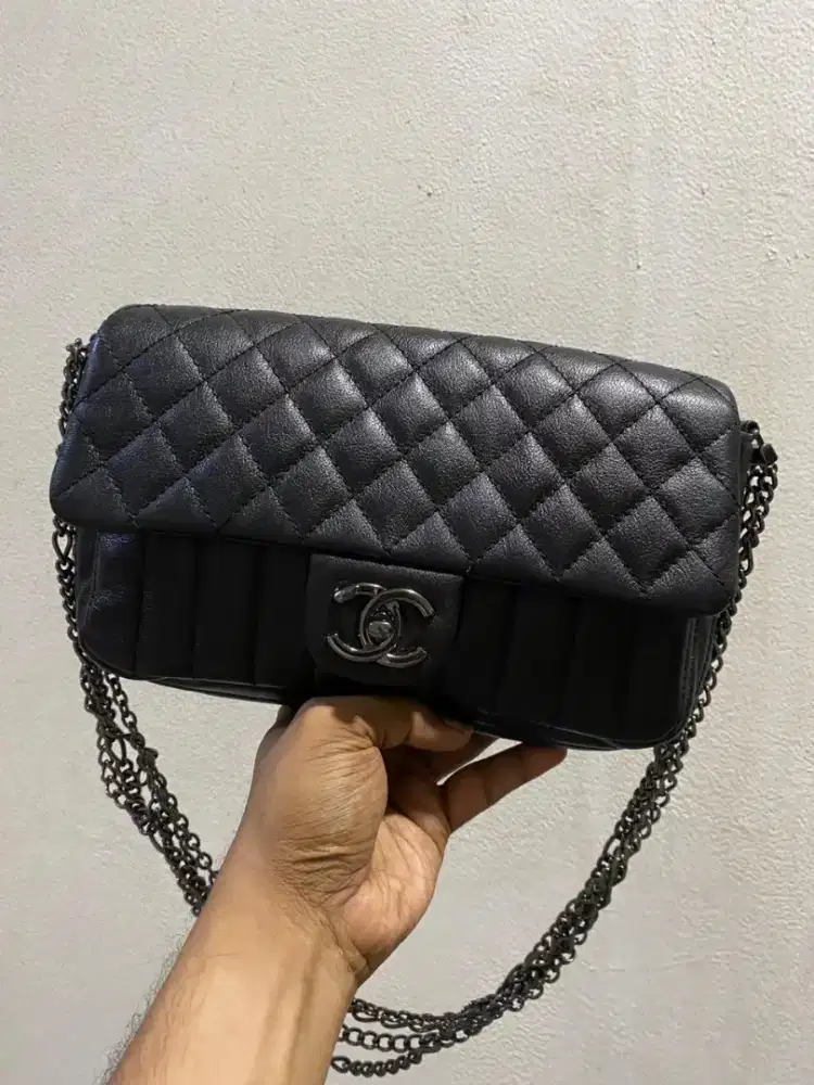 Tas chanel quilted calfskin multichain black good quality