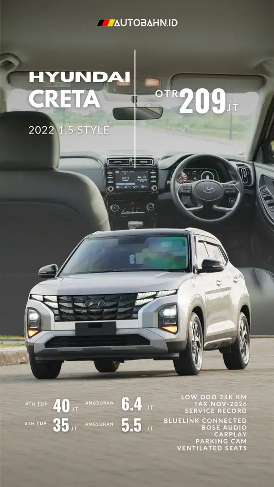 Low Ododo! Hyundai Creta Style 1.5 2022 Bose Bergaransi