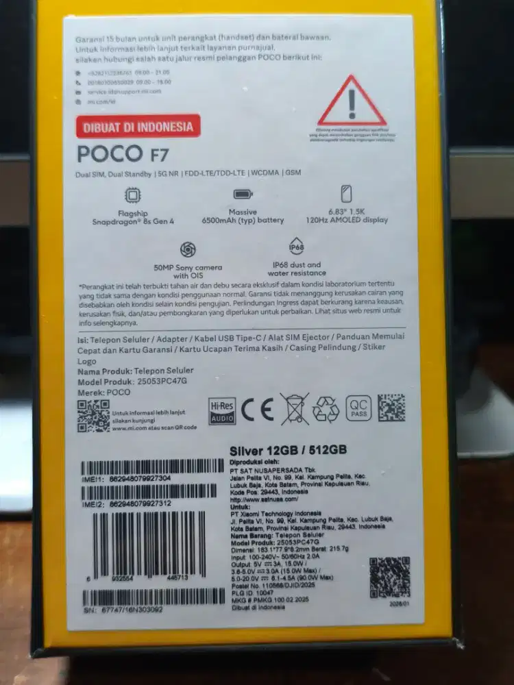 New Xiaomi POCO F7 12/512 segel, Harga Pas NO NEGO