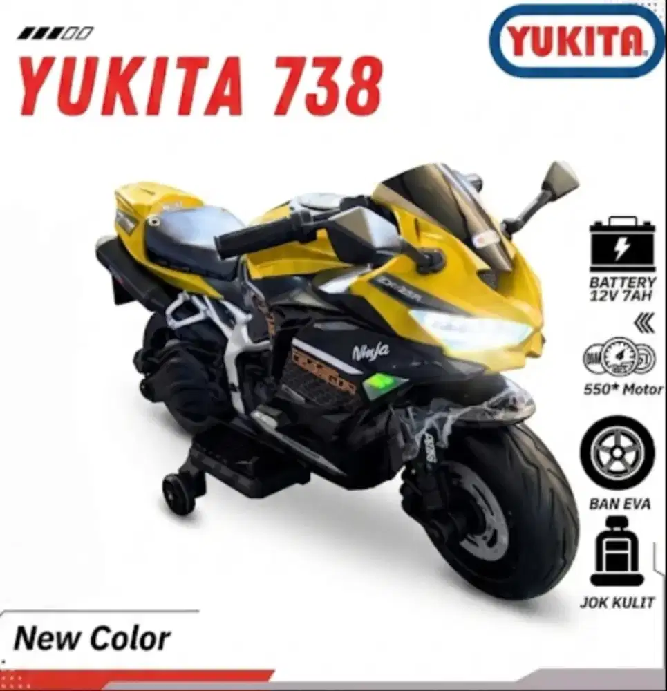 Motor Aki Anak Yukita 738 Ninja ZX-25R - Battery 12V Ban EVA Jok Kulit