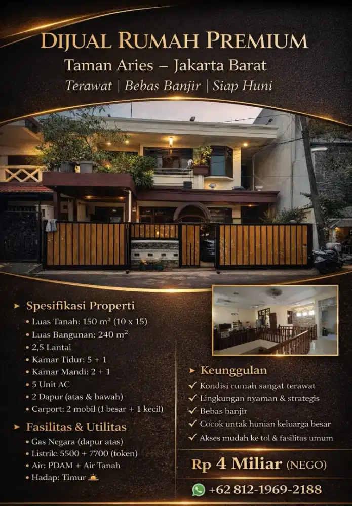 Dijual sangat cepat. Rumah cantik, bebas banjir di  jakarta barat.