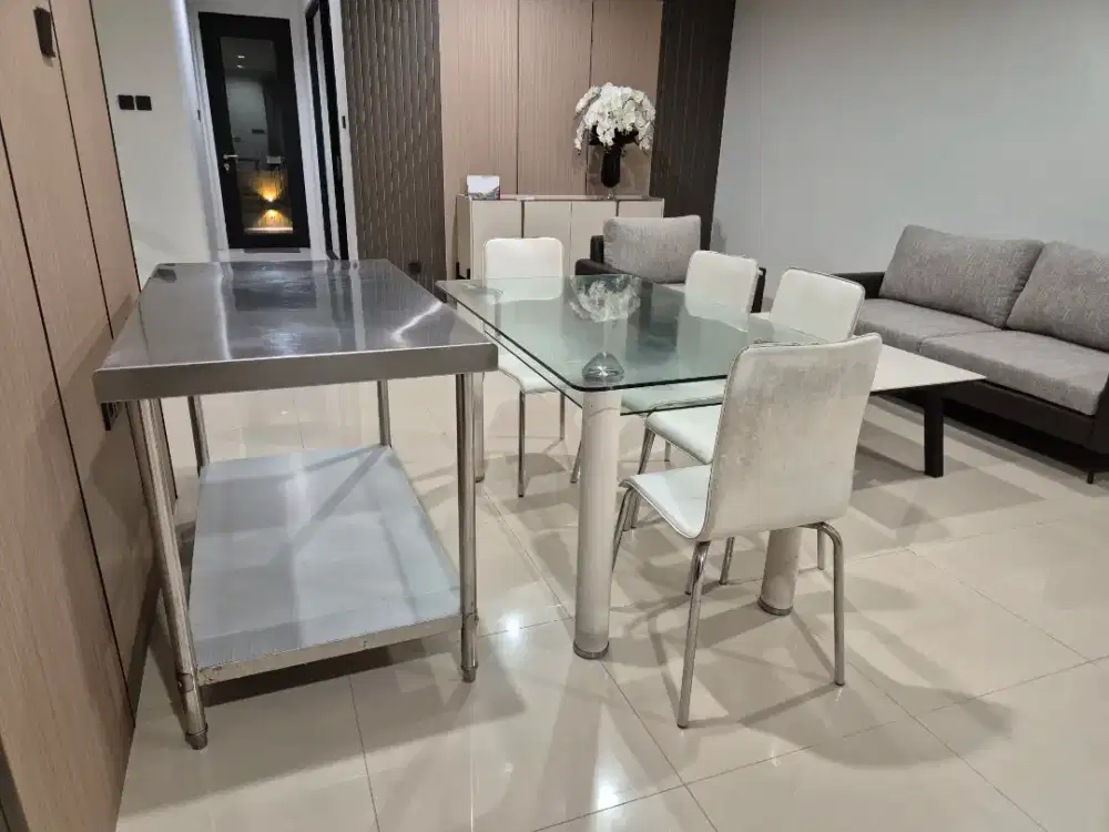 Meja dapur stainless steel Kris chef untuk masak, tahan panas