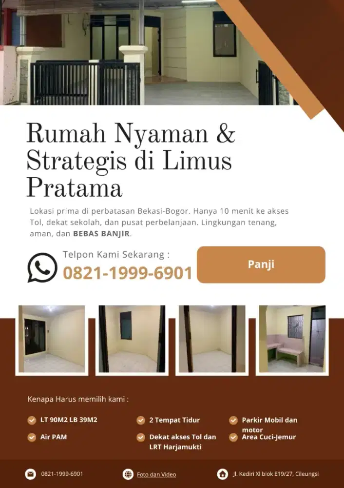Disewakan Rumah strategis di limus pratama
