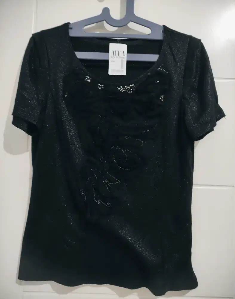 Kaos wanita dewasa motif bunga glossy