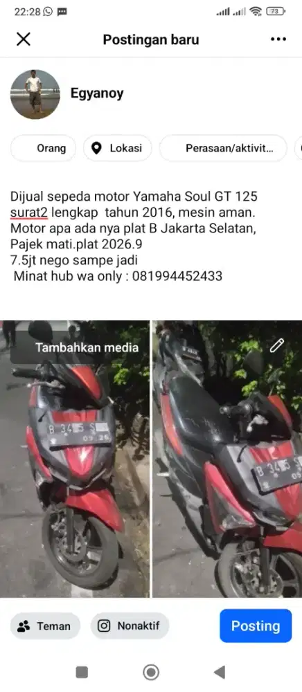 Jual motor soul GT 125.tahu 2016