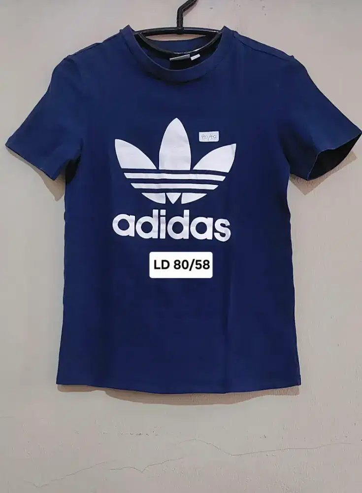 Kaos wanita ADIDAS navy, LD 80 Panjang 58