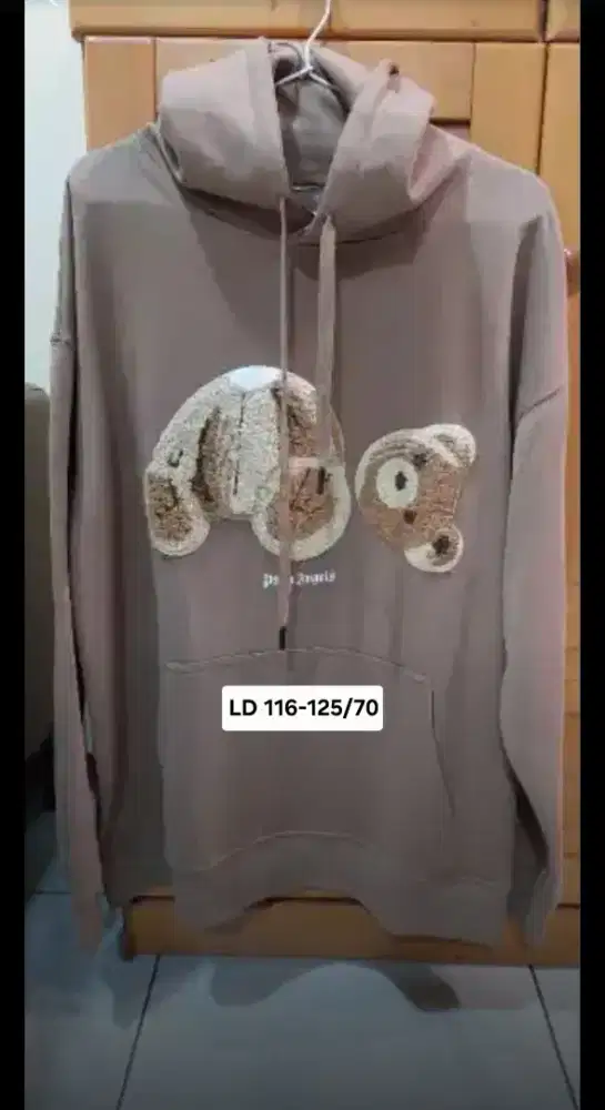 Hoodie coklat PALM ANGELS, LD 116-125 Panjang 70