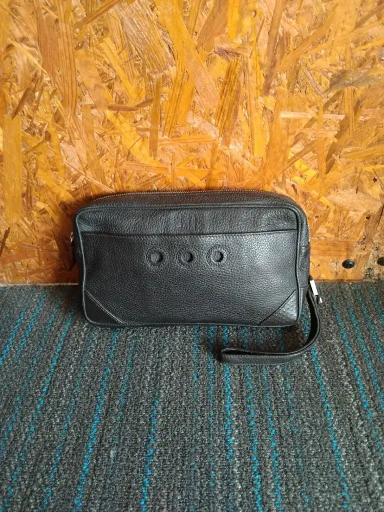 Dunhill leather pouch clutch black tas original
