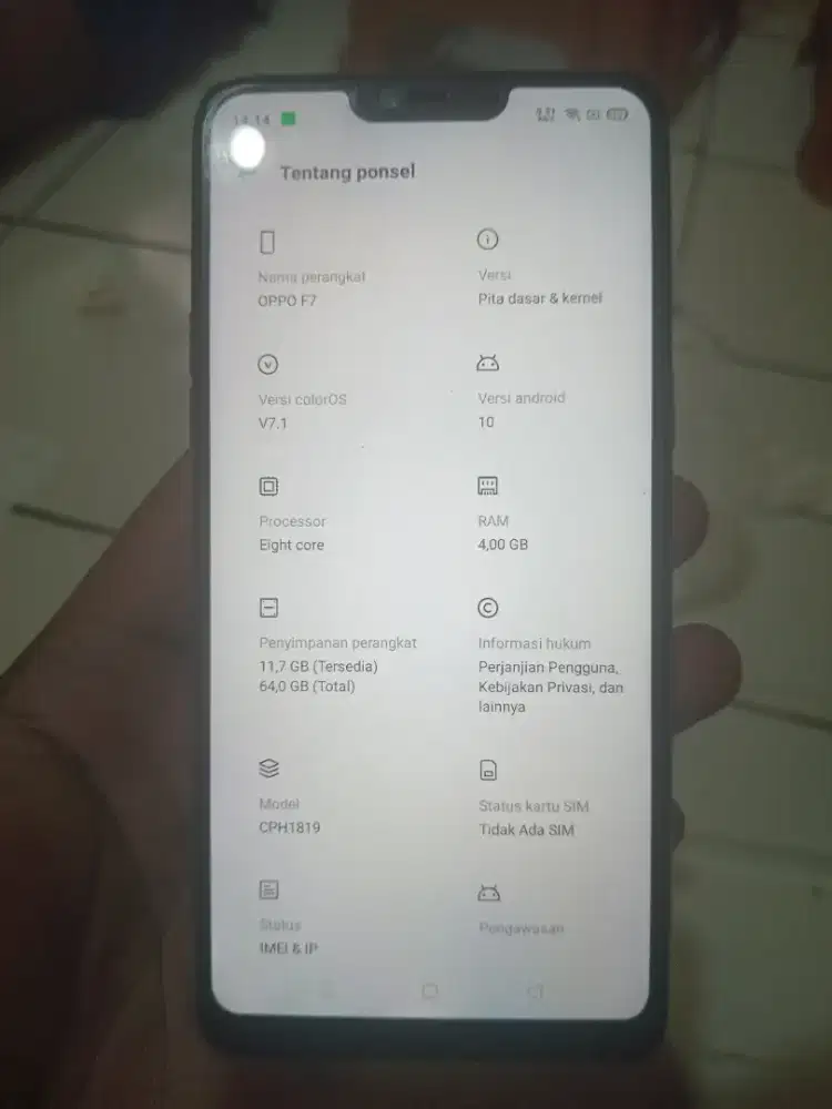 Oppo F7 Ram 4GB internal 64GB