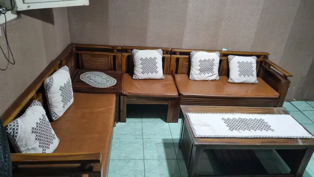 Meja Kursi Ruang Tamu Kayu Jati