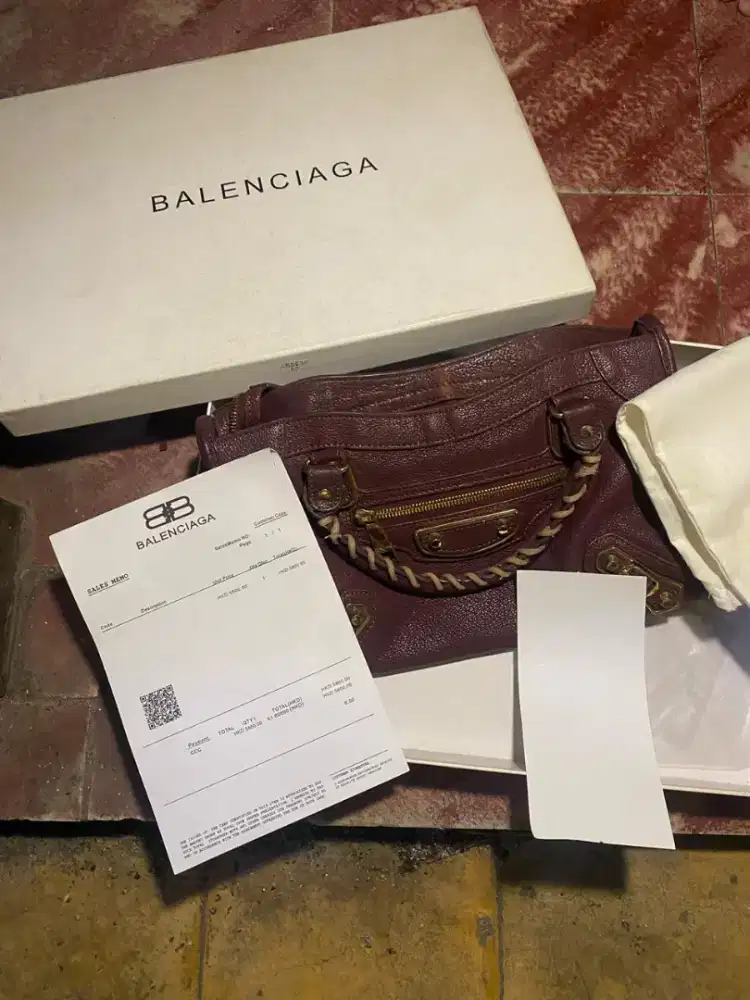 Balenciaga Classic City Bag Burgundy | Original With Box & Receipt