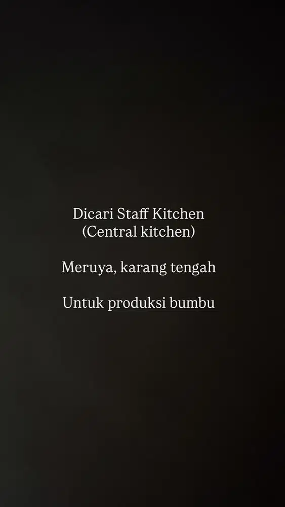 Lowongan Kitchen Staff