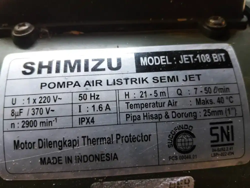 Mesin air SHIMIZU MODEL JET108 BIT