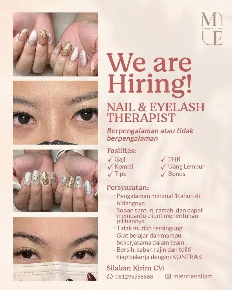 Lowongan Kerja Karyawan Nail Therapist Berpengalaman / Tidak