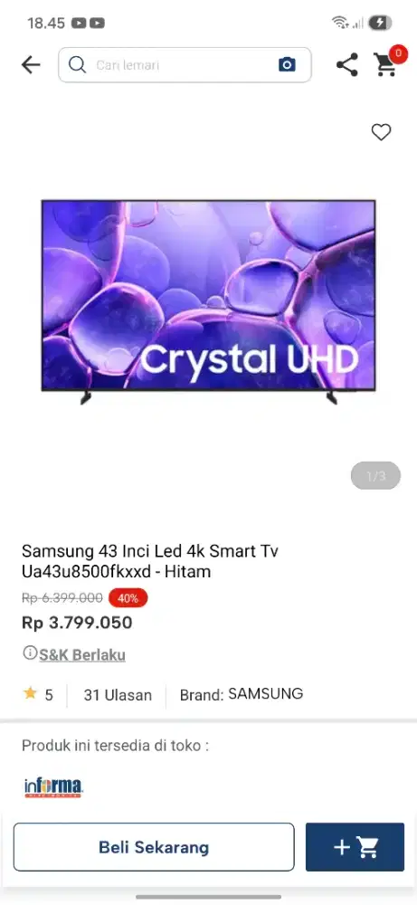 Promo kulkas samsung 43 inc