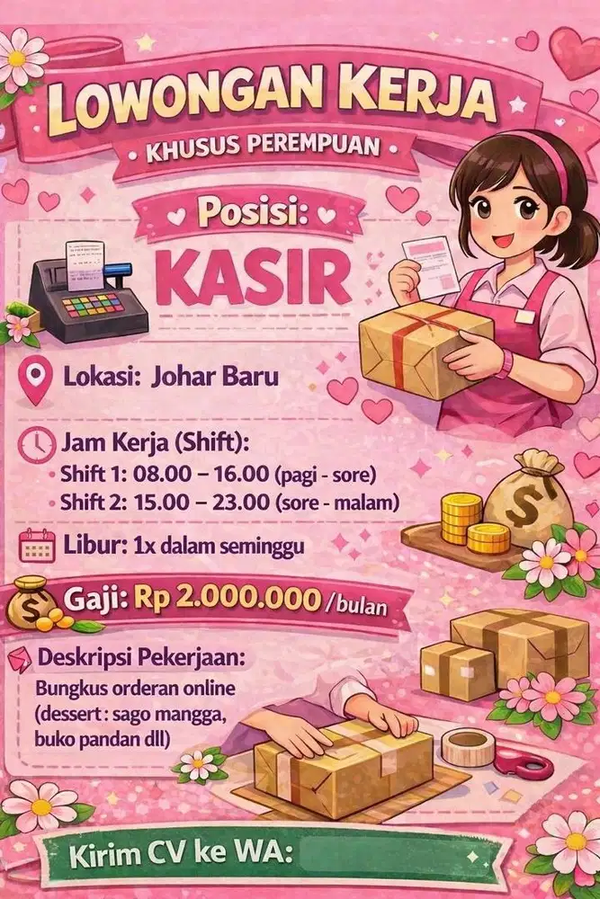 Lowongan kerja kasir khusus perempuan