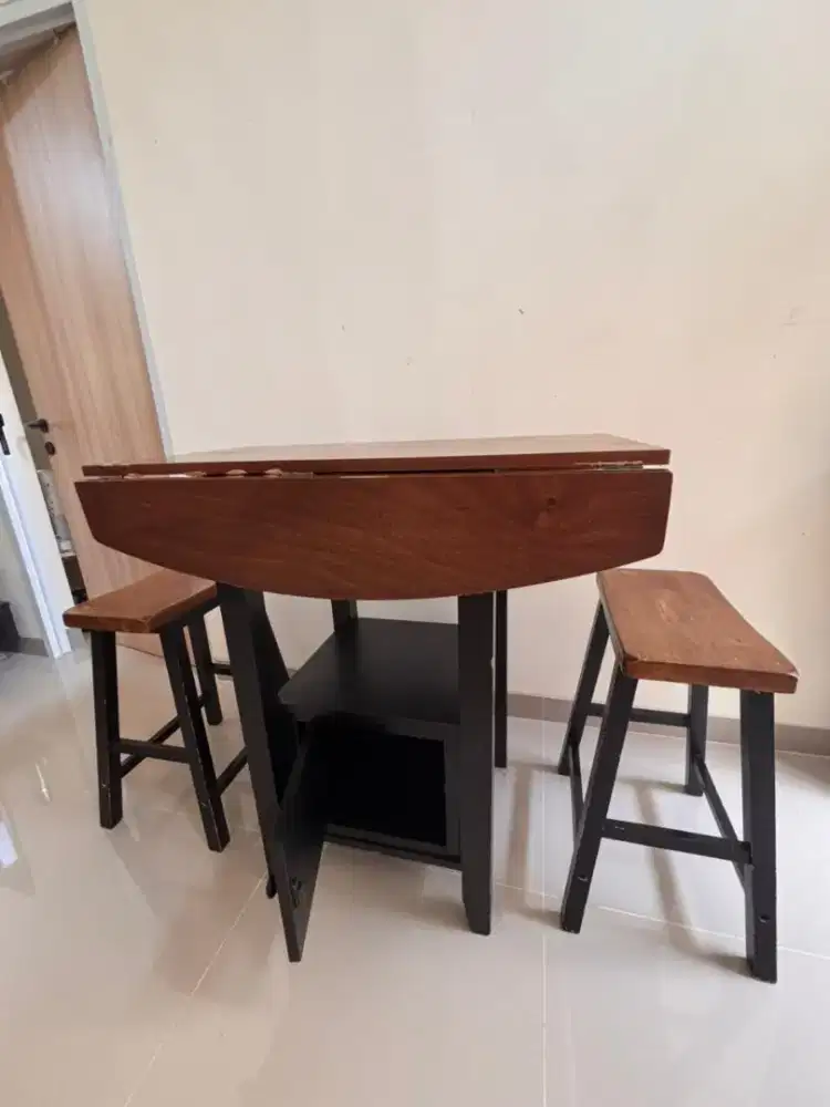 Meja Lipat Multifungsi + 2 Bangku Informa | Hemat Tempat Minimalis