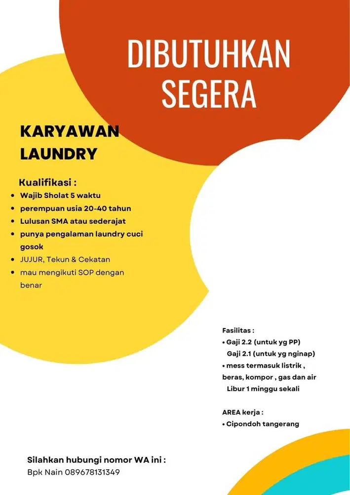 Lowongan kerja laundry rumahan