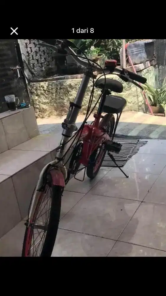 Dijual sepeda lipat evergreen merah, kondisi layak pakai