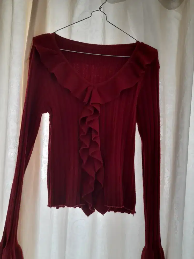 Atasan rajut lengan panjang